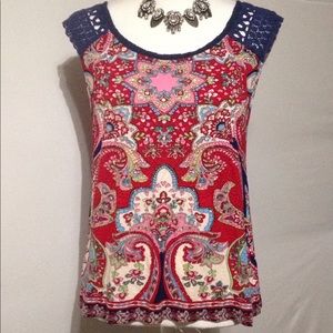 Anthropologie Bila Sequin & Crochet Dressy Tank